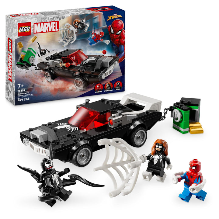 LEGO | Marvel Spider-Man Mech vs. Venom Muscle Car - Auto Spielzeug mit 3 Superhelden Minifiguren -