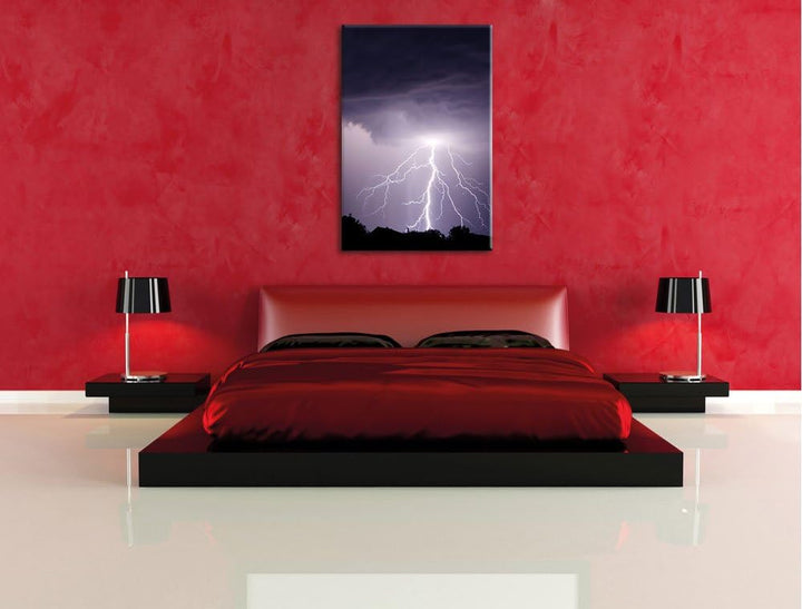 Pixxprint Einschlagender Blitz schwarz weiss als Leinwandbild/Grösse: 100x70 / Wandbild/Kunstdruck/f