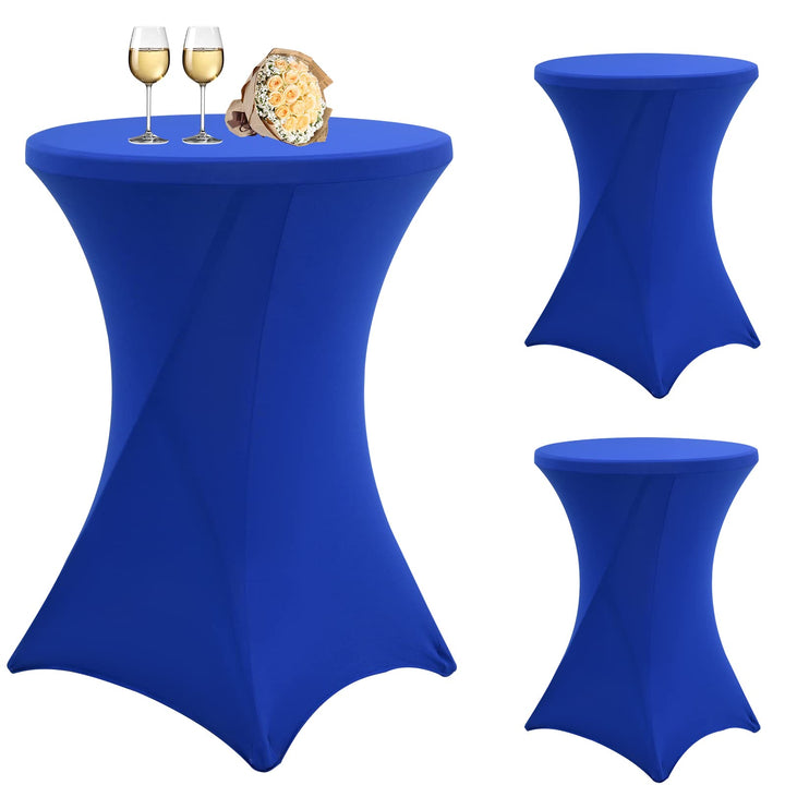 3 Packungen Blaue Cocktail-Tischabdeckung, rund, Spandex, 32 x 43 Zoll, rechteckige Cocktail-Ecken,