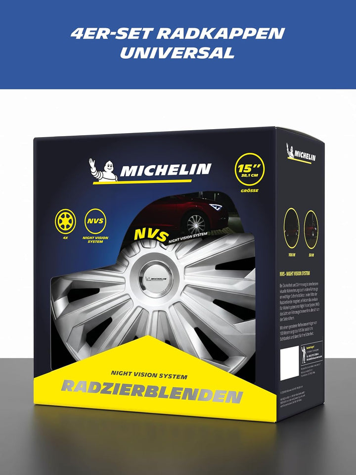Michelin 92002 41006 Radkappen 15 Zoll Universal Radzierblenden Monique 4er Set Fürs Auto ABS Kunsts