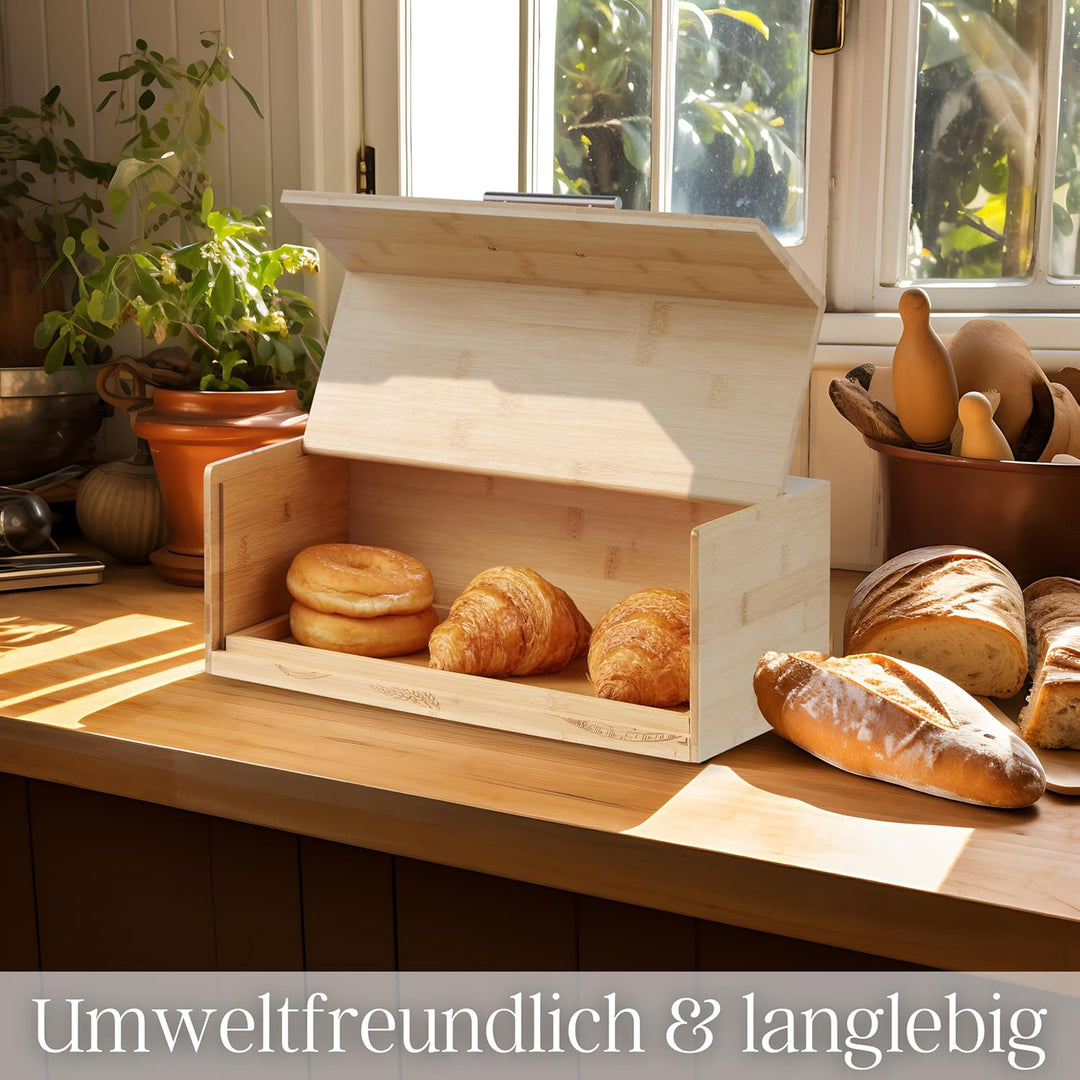 ecosa Brotbox aus nachhaltigem Bambus Brotkasten Brotaufbewahrung Brotkiste Aufbewahrungsbox Brotkor