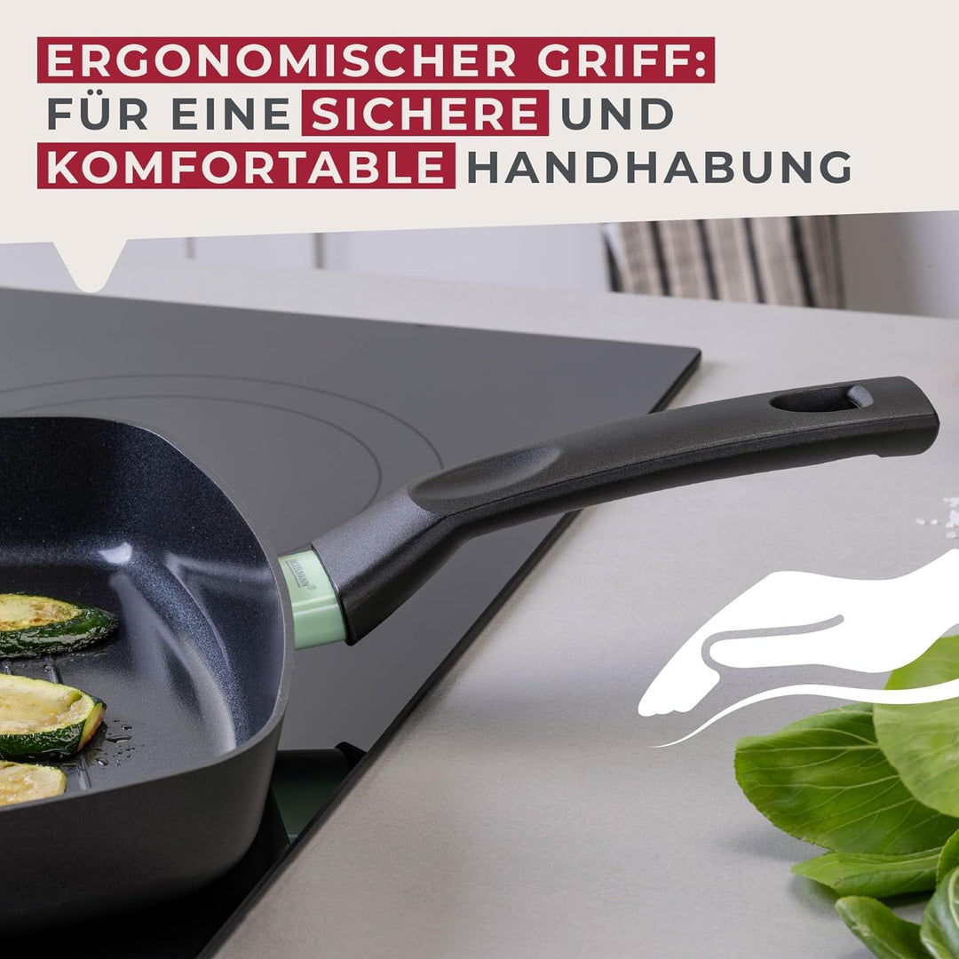Fackelmann Grillpfanne Brandao - Ø 26 cm aus recyceltem Aluminium, PFAS-freie Keramikbeschichtung, e