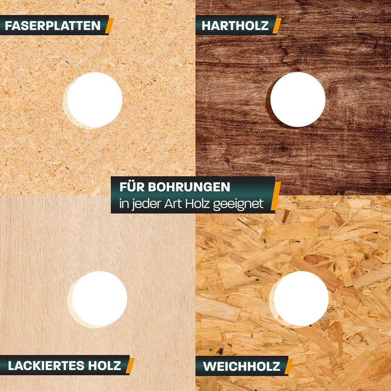 Hinrichs Forstnerbohrer Set 17 teilig im Koffer - Forsterbohrerset 15 bis 40 mm - Holzbohrer - Forst