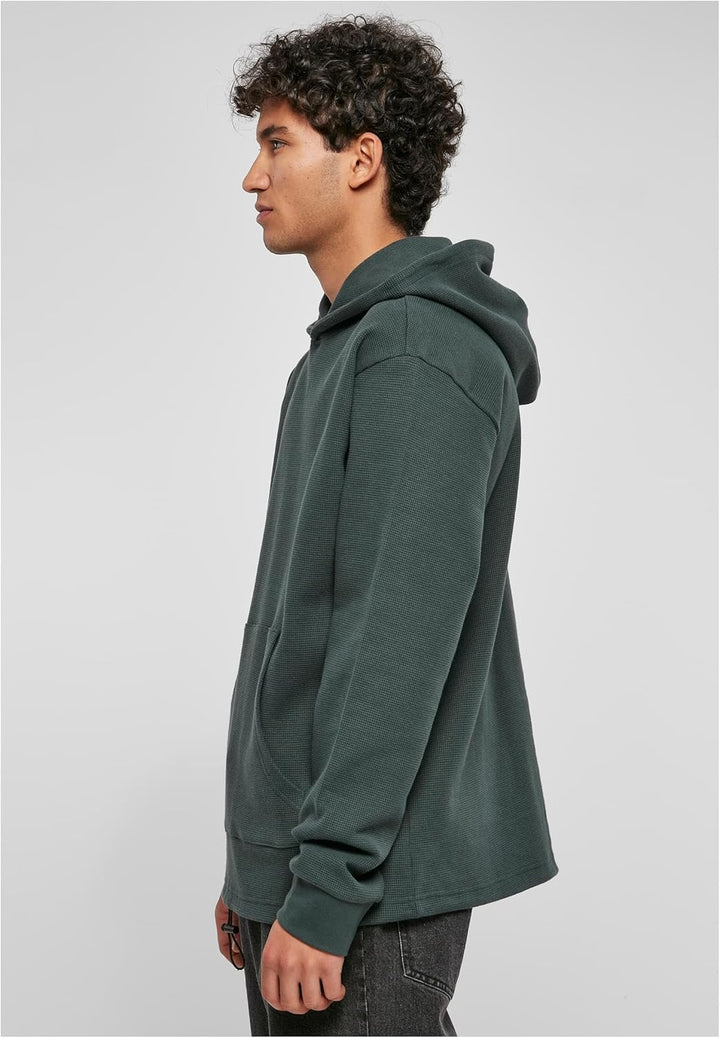Urban Classics Herren Oversized Waffle Hoody M Bottlegreen, M Bottlegreen
