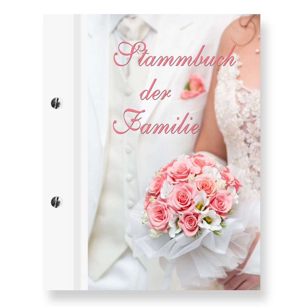 Stammbuchshop stb_Wedding a5 Familienstammbuch, Weiss, Rosa, 23 x 18 x 1,7 cm