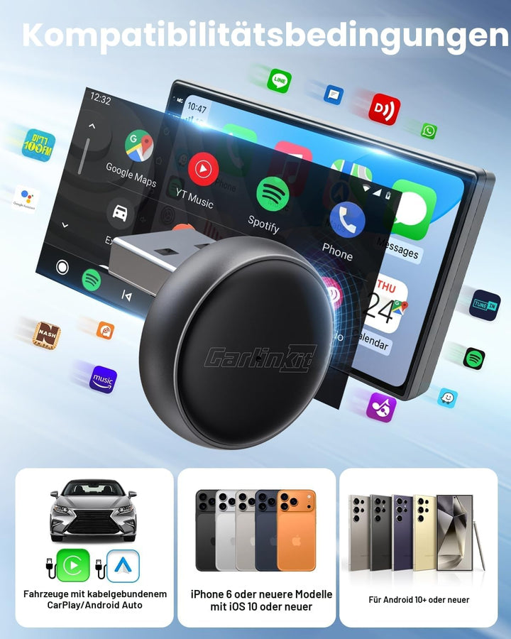 CarlinKit MINI Ultra3 – der neueste kabellose CarPlay- und Android Auto-Adapter, der kabelgebundene