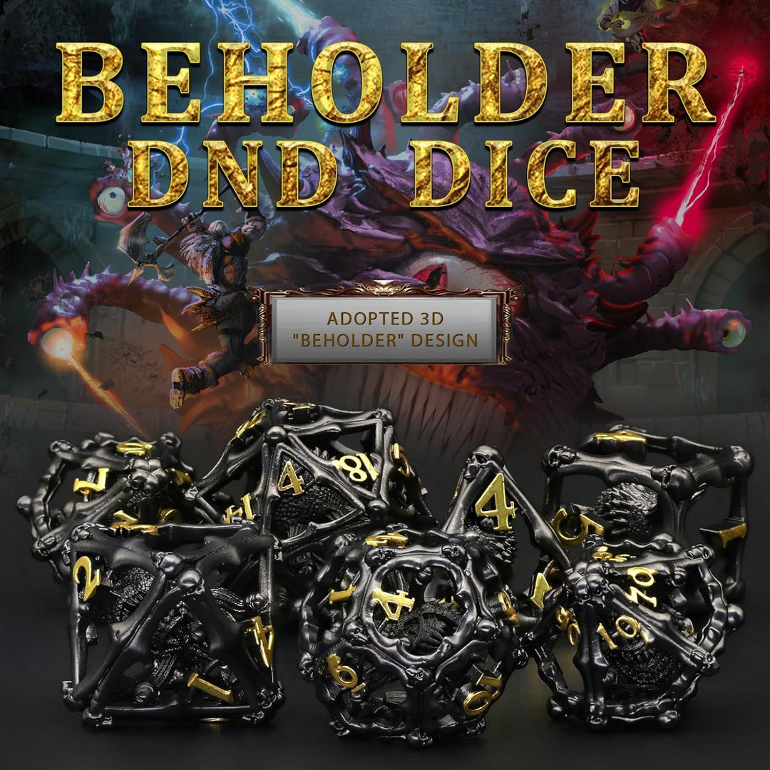 Beholder Würfelset, DND Würfel Metall Dice Set, ZHOORQI W20 Würfel Polyedrische Würfel für Dungeons