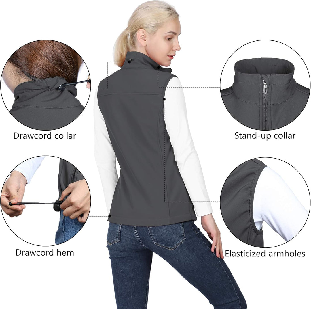 Outdoor Ventures Damen Sport Softshell Weste Leichte Ärmellose Jacke Frauen Gilets Winddicht Warm Fl