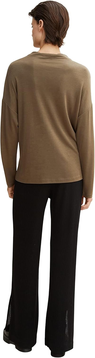 TOM TAILOR Damen Basic Sweatshirt mit Kragen, 18123 - Tarmac Khaki