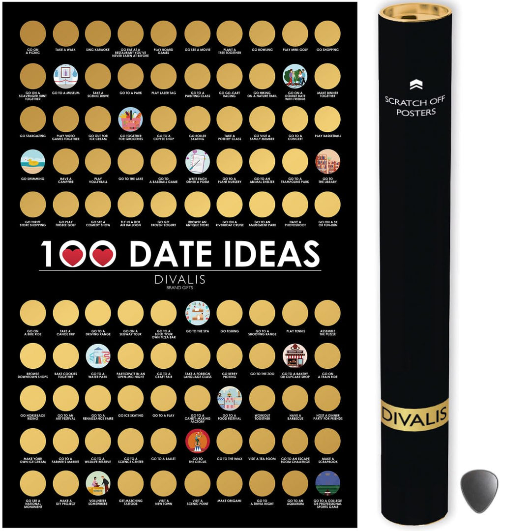 Divalis Paare Abkratzen - Paar Bucketlist - 100 Datteln zum Rubbeln - 100 Tage Abkratzen - Scratch o