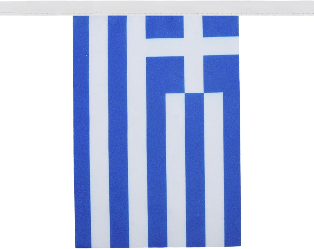 AZ FLAG FAHNENKETTE GRIECHENLAND 12 Meter mit 20 flaggen 45x30cm- GRIECHISCHE Girlande Flaggenkette