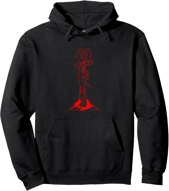 Zombiecore Aesthetic Zombie Hand Red Rose Skelett Hand Pullover Hoodie