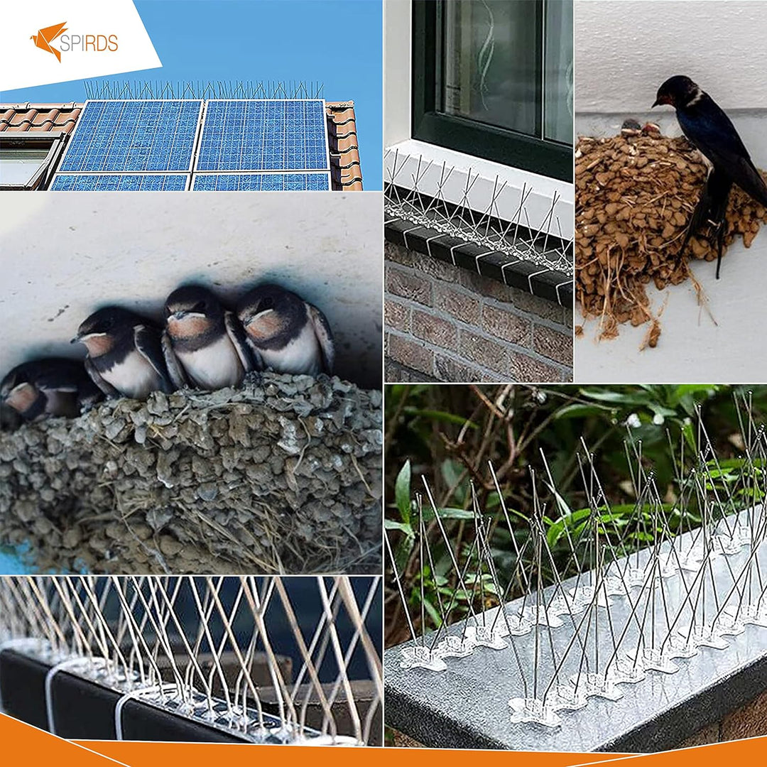 SPIRDS 3 Meter Schwalbenabwehr Dichte Stacheln Vogelabwehr-Spikes Schutz vom Balkon Fensterbank Sims