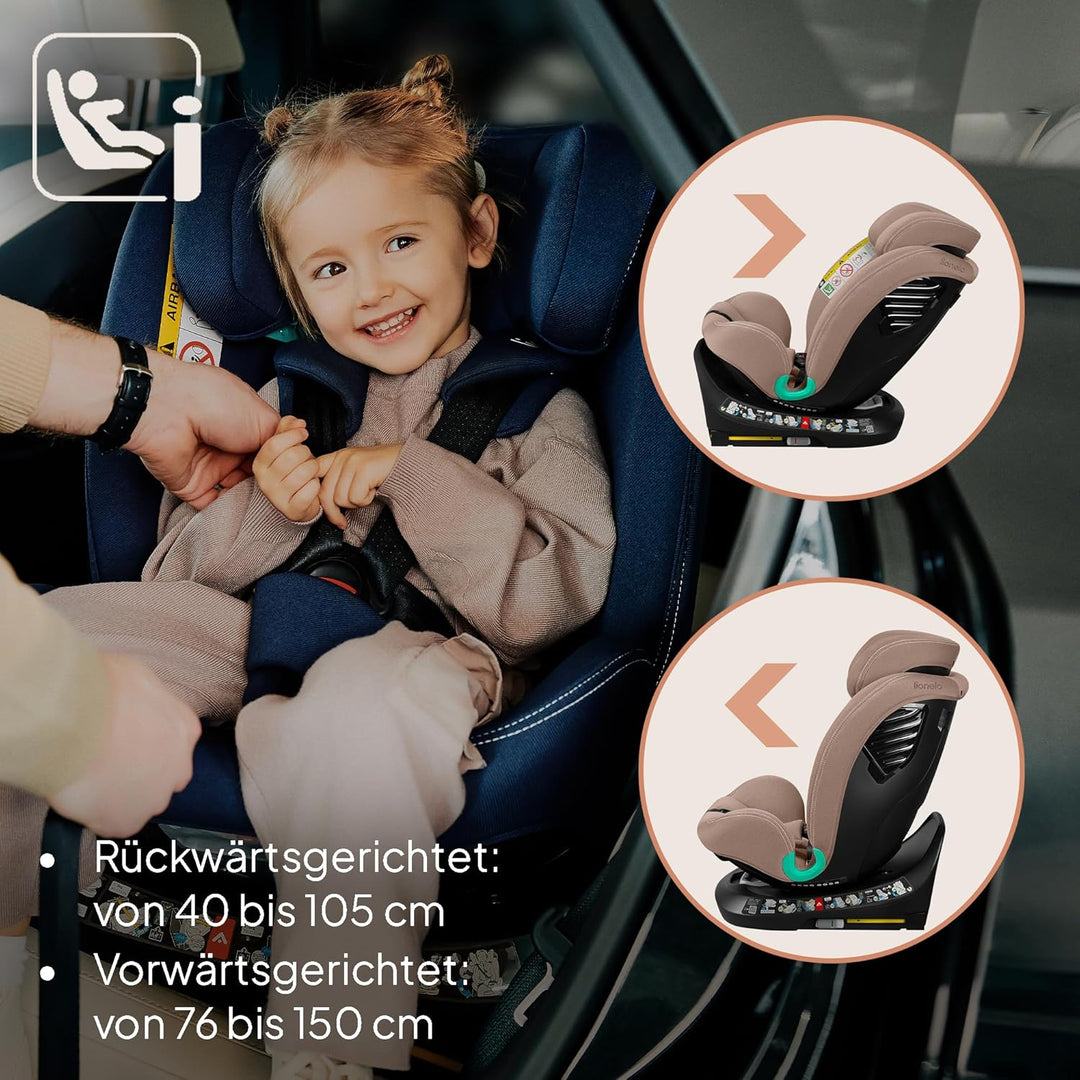 Lionelo Bastiaan i-Size One 360o drehbarer Autositz für Kinder von 40-150 cm, Montage in Fahrtrichtu