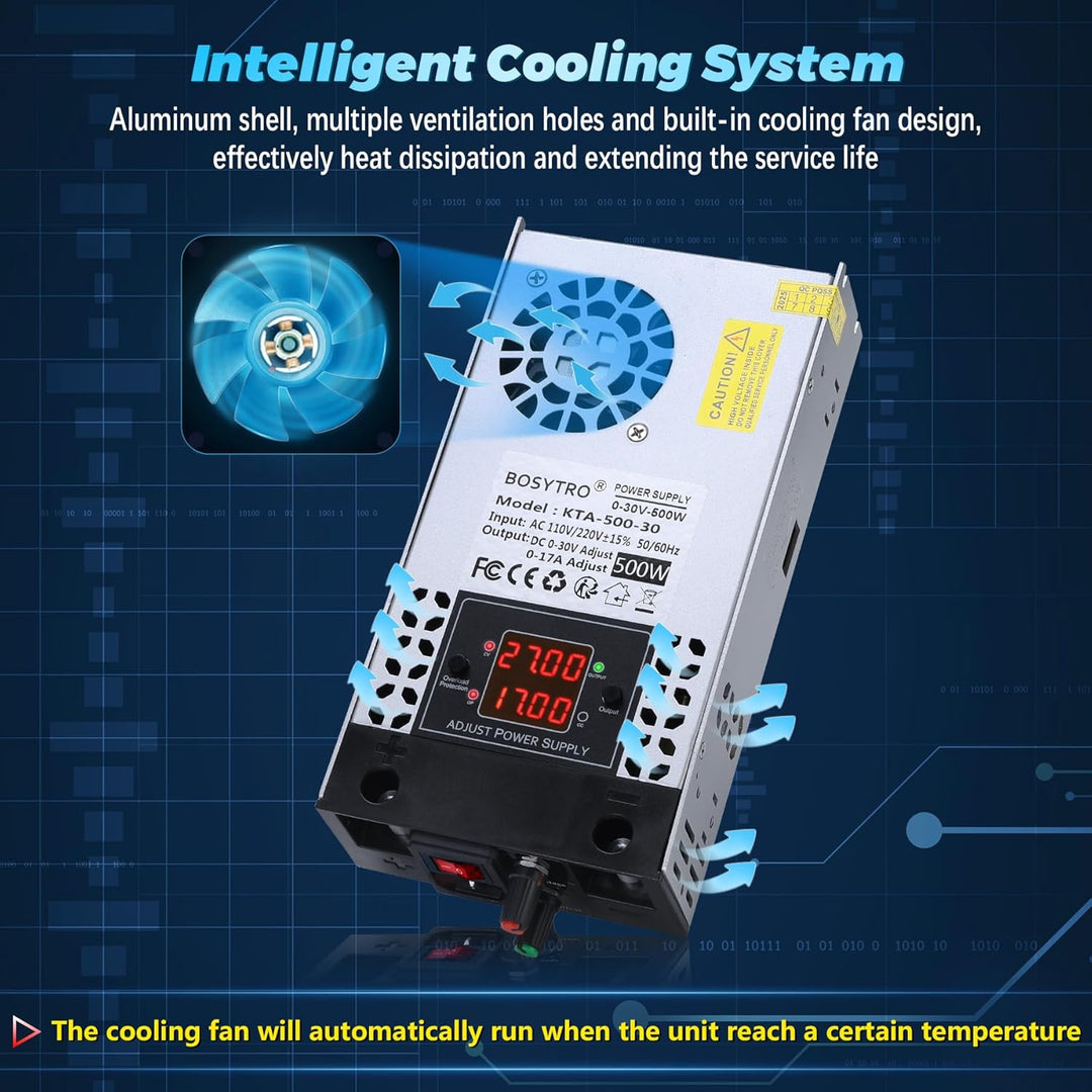 Upgraded Einstellbar Netzteil 0-30V 0-17A 500W Schaltnetzteil Trafo 230v auf 12V 24v 30V Transformat