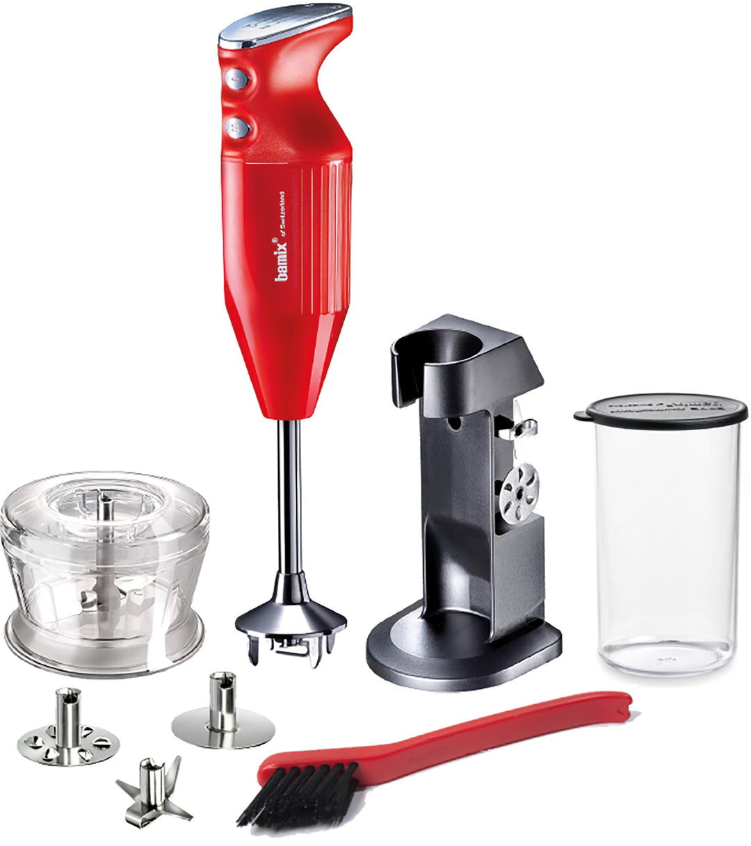 bamix Stabmixer Set M200 Chef's favorite inkl. Ständer, 1 Becher, 3 Aufsteckteile, Hacker, Reinigung