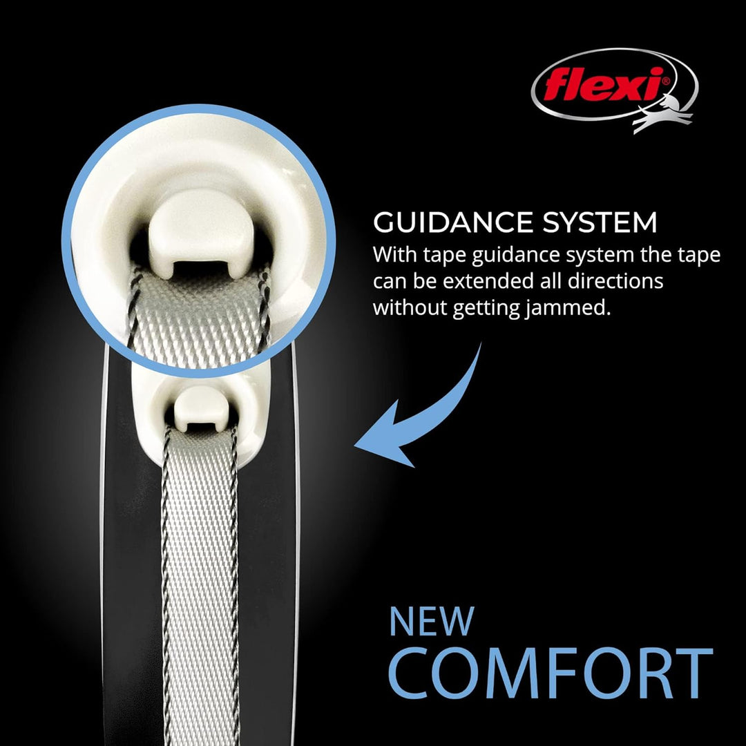FLEXI New Comfort einziehbare Hundeleine (Klebeband), ergonomisch, langlebig und verhedderungsfrei,