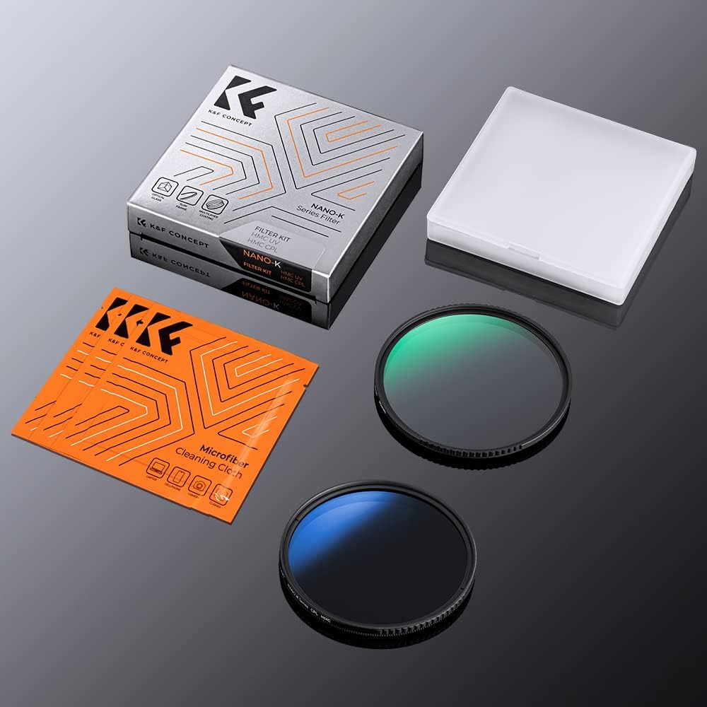 K&F Concept Filterset K-Serie Polfilter CPL Filter + MCUV Filter, Zirkularer Polarisationsfilter & U