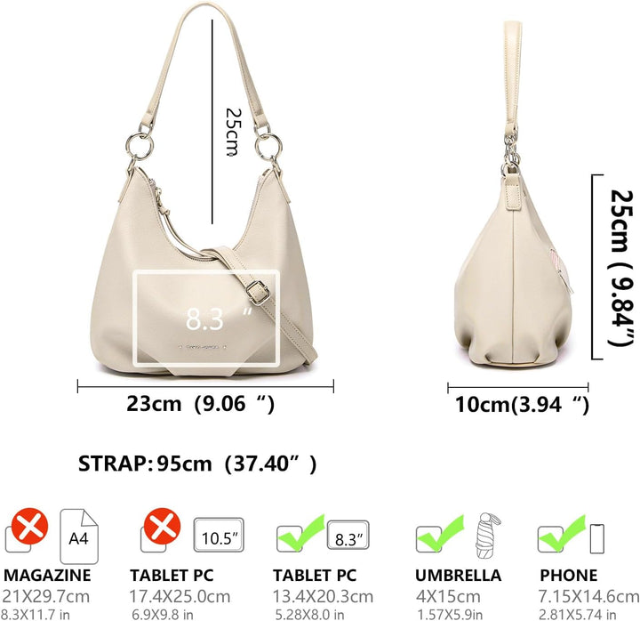David Jones - Damen Hobo Tasche - Schultertasche Mittelgrosse - Handtasche PU Weiche Leder - Kleine