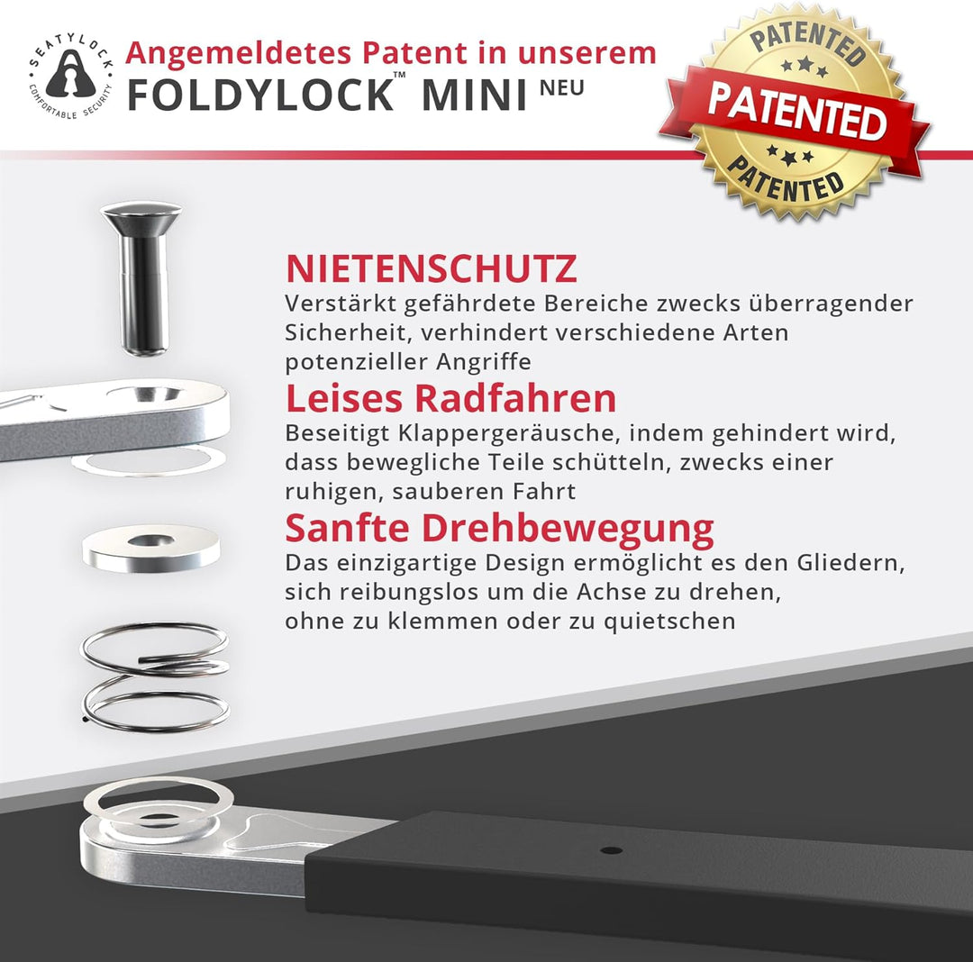 FoldyLock Mini Faltschloss mit Schlüssel - Patentiertes Testsieger Fahrradschloss mit Halterung für