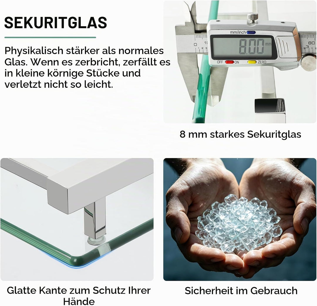 SAYAYO Duschablage Edelstahl, Duschregal Chrom Glasregal Badezimmer Regal Duschkorb Shampoo Halterun