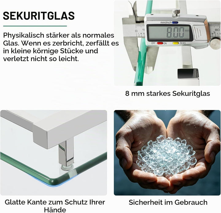 SAYAYO Duschablage Edelstahl, Duschregal Chrom Glasregal Badezimmer Regal Duschkorb Shampoo Halterun