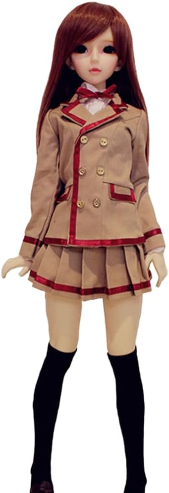 niannyyhouse 1/3 1/4 BJD Puppen Kleidung Khaki Mantel Weiss Hemd Faltenrock Socken Schuluniform Outf