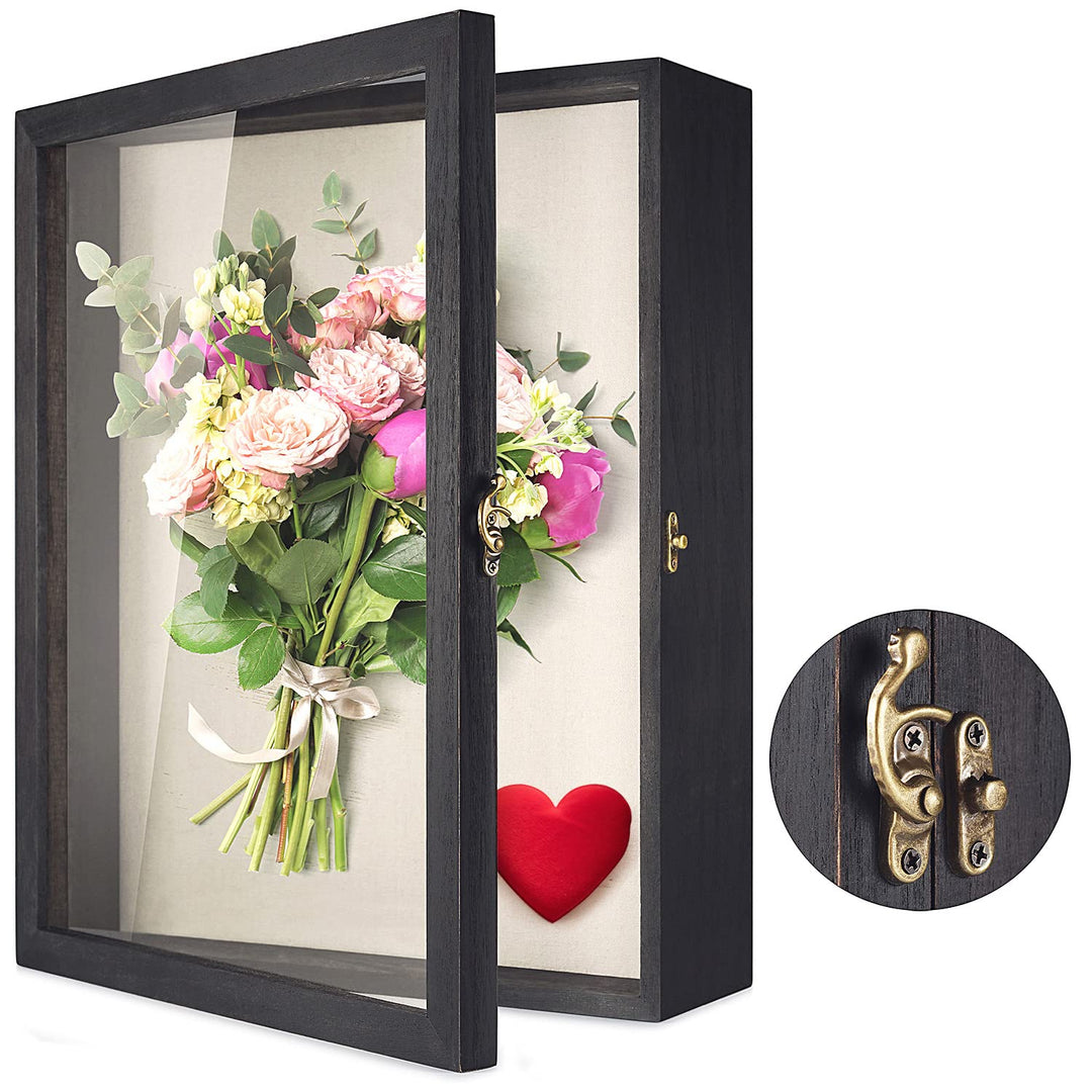 TJ.MOREE Blumen Grosse Schattenbox Vitrine Rahmen mit Glasfenstertür Bilderrahmen Hochzeitsstrauss E