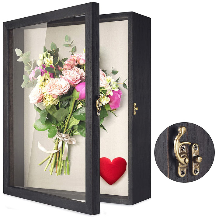 TJ.MOREE Blumen Grosse Schattenbox Vitrine Rahmen mit Glasfenstertür Bilderrahmen Hochzeitsstrauss E