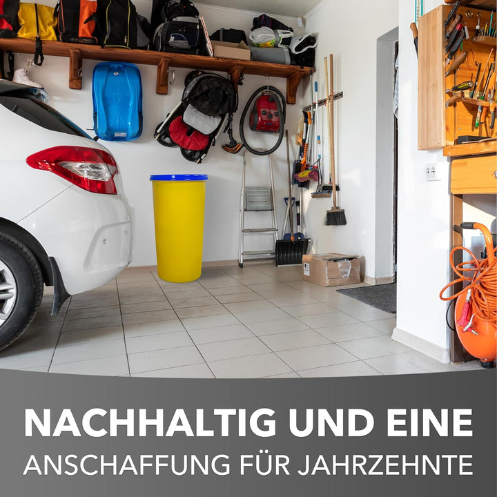 Mülleimer 60l mit geruchsdichtem Deckel (Blau), Gelber Sack Ständer, Made in Germany, Müllsackstände
