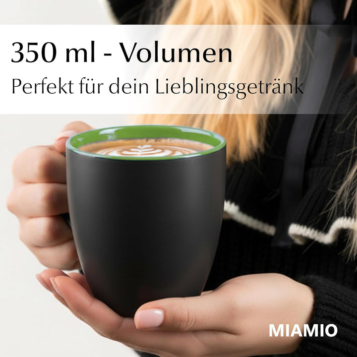 MIAMIO - 6 x 350 ml Kaffeetassen/Kaffeebecher Set - Tassen Set 6er Modern - Le Papillon Kollektion (