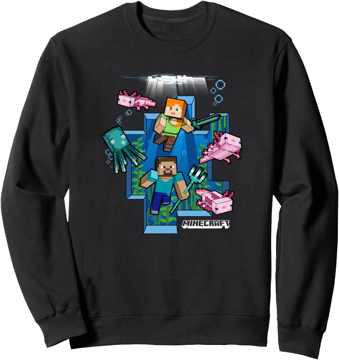 Minecraft Alex And Steve Under Water World Sweatshirt