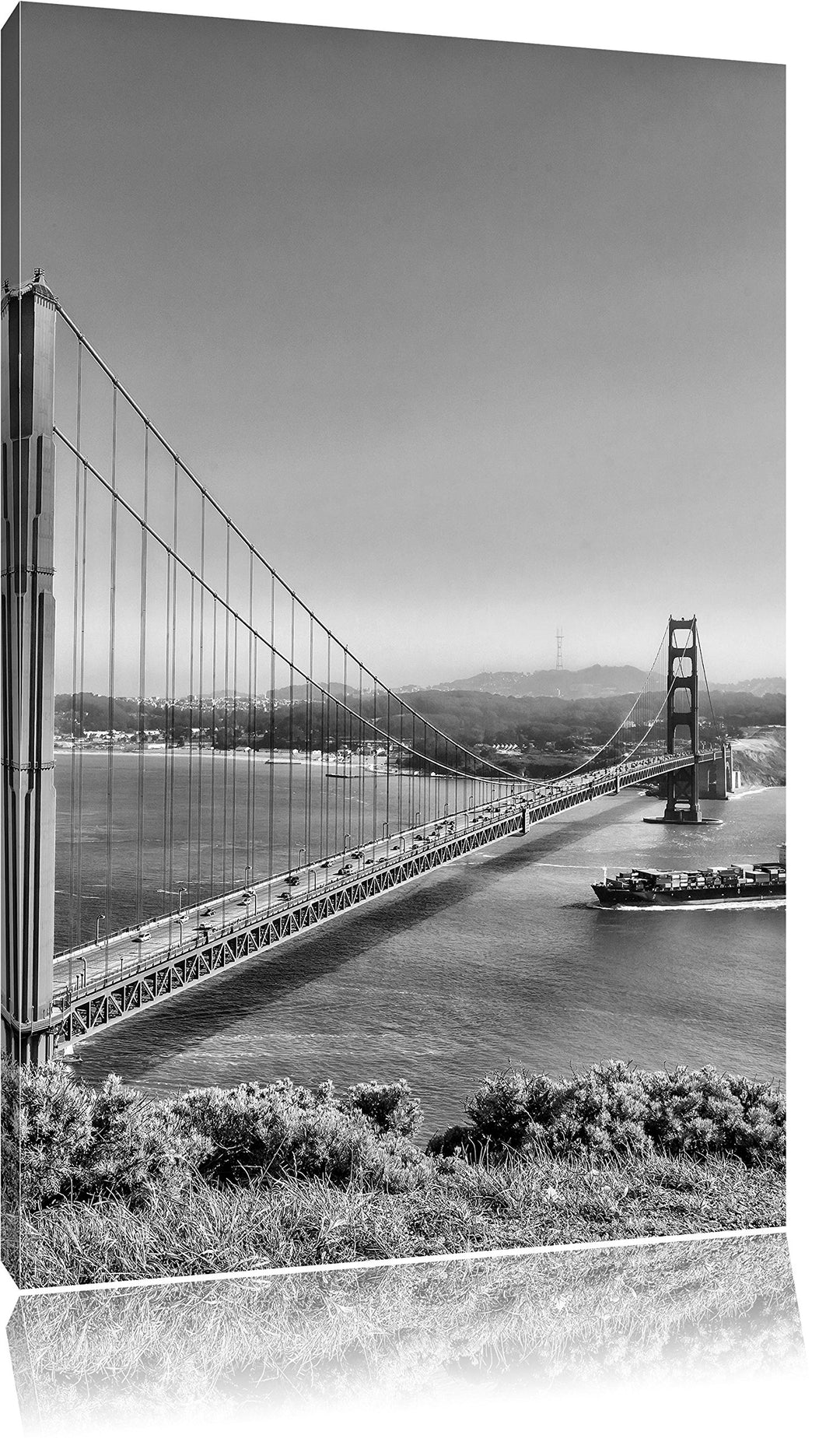 Pixxprint Golden Gate Bridge als Leinwandbild/Grösse: 100x70 cm/Wandbild/Kunstdruck/fertig bespannt,