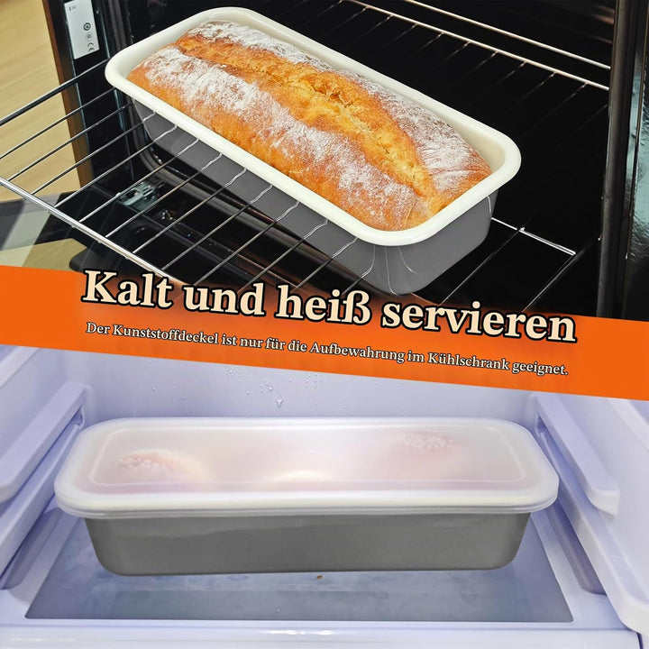 webake Kastenform 30cm Brotbackform Emaille Kastenbackform Mit Kunststoff Deckel Brotform Rechteckig