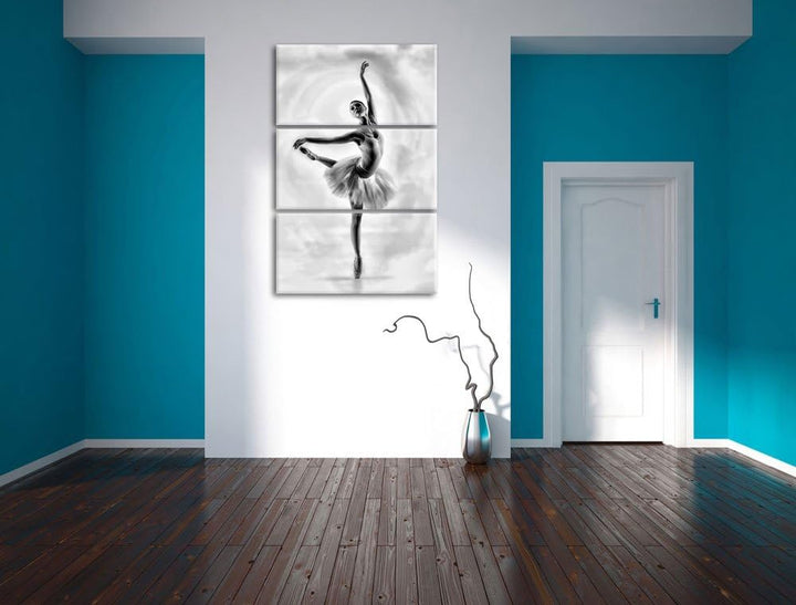 Pixxprint Ästhetische Ballerina als Leinwandbild/Grösse: 3 Teilig (120x80 cm) cm/Wandbild/Kunstdruck