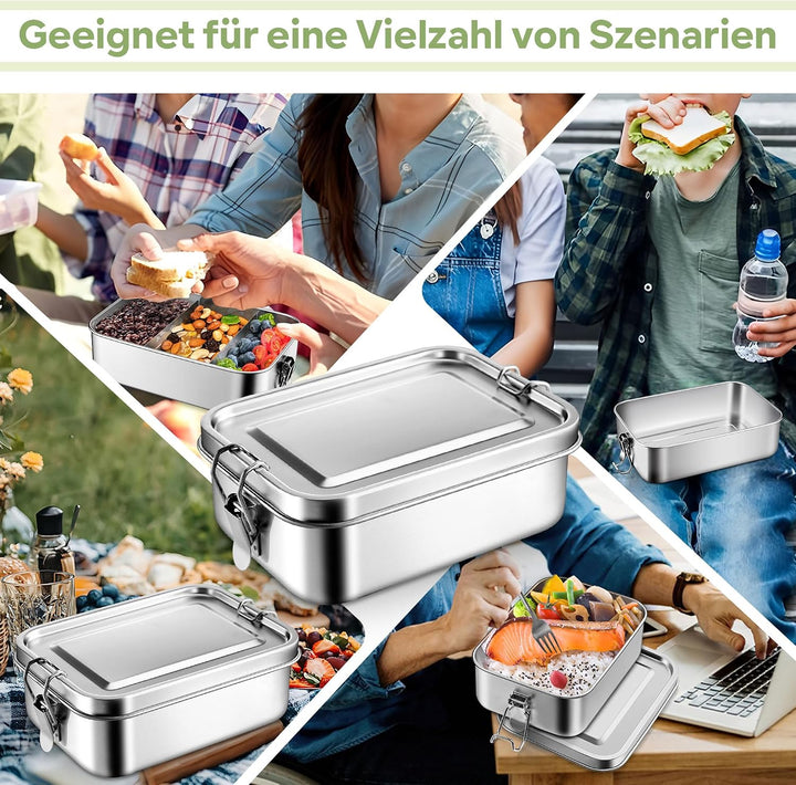 Joyfair Brotdose mit Fächern, Edelstahl, 2400ml 1 2400ml, 1 2400ml