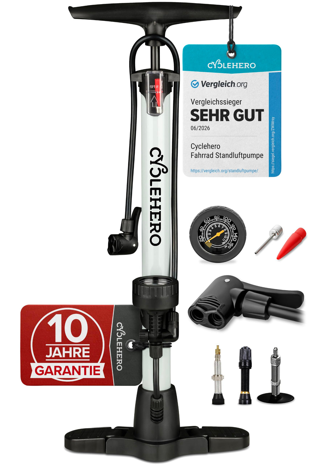 Fahrradpumpe alle Ventile Test SEHR GUT - 10 Jahre Garantie Leistungsstarke Fahrrad Pumpe Luft – Ren