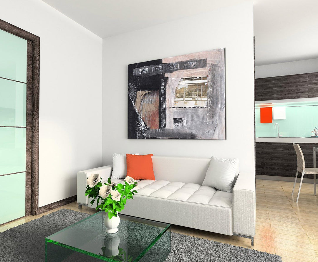 Paul Sinus Art 80x60cm Fotoleinwand Leinwanddruck Kunstdruck Wandbild schwarz grau beige braun