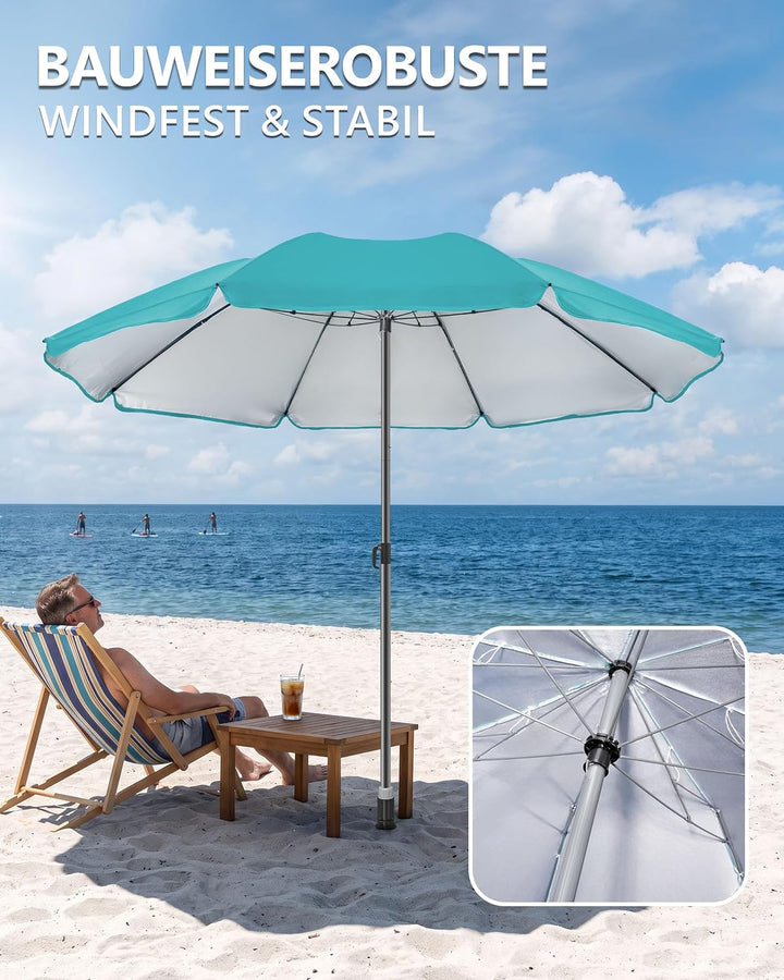 4smile Sonnenschirm Strand SunnyJoy Ø 200 cm, 3er Set - Strandschirm mit UV Schutz 50+, inkl. Sonnen
