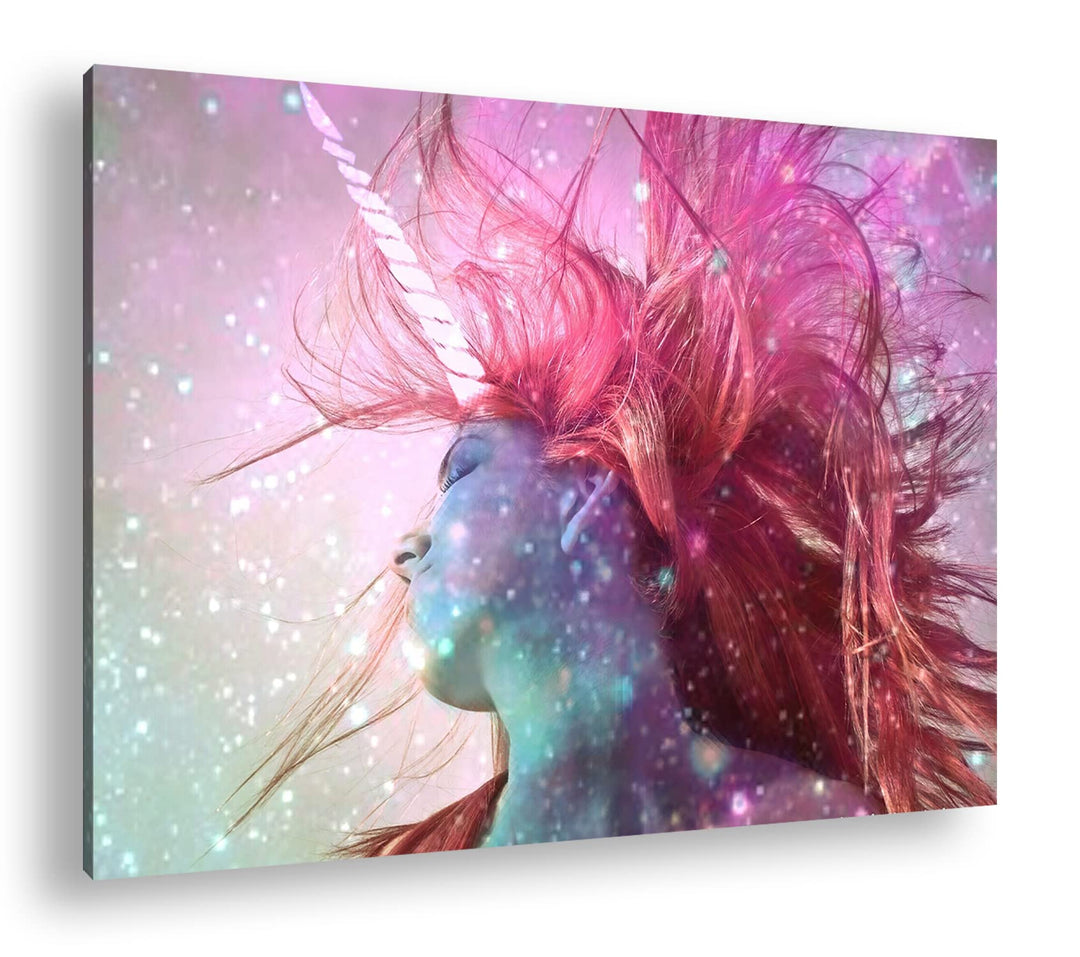deyoli menschliches Einhorn Format: 80x60 als Leinwandbild, Motiv fertig gerahmt auf Echtholzrahmen,