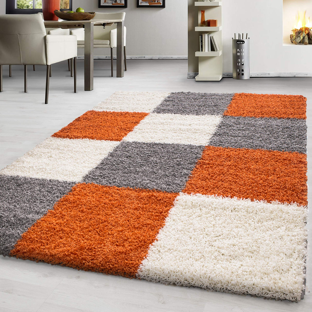 Hochflor Teppich Wohnzimmer Kariertes Design Schlafzimmer Esszimmer Flur Teppich Küchenteppich Weich
