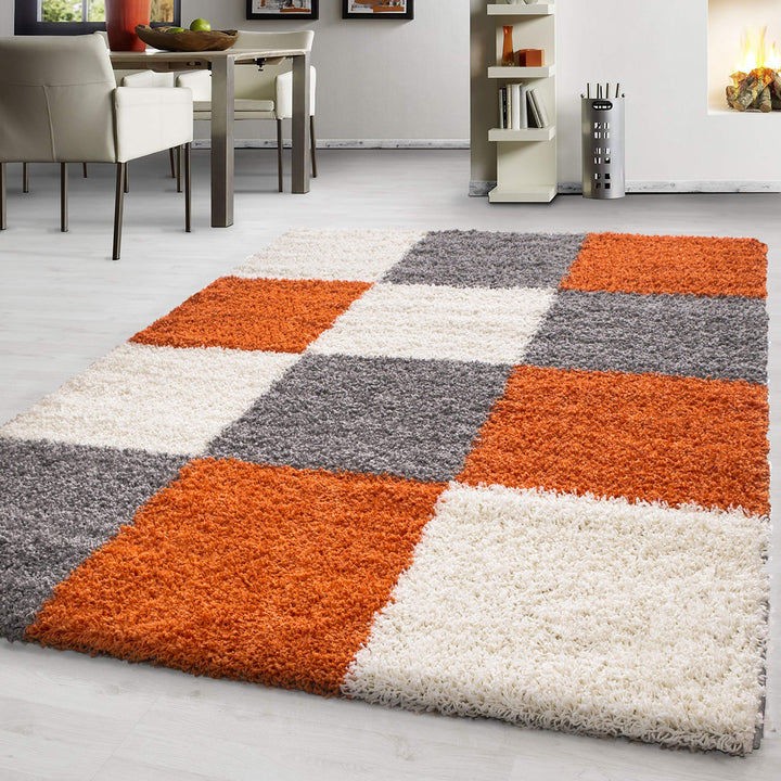 Hochflor Teppich Wohnzimmer Kariertes Design Schlafzimmer Esszimmer Flur Teppich Küchenteppich Weich