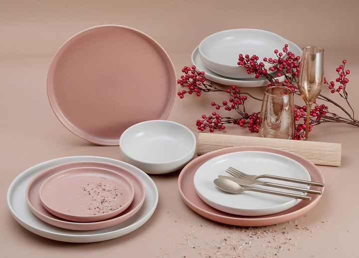 Creatable, 10103, Serie Uno Rusty Rose + Offwhite, Geschirrset, Teller Set 8 teilig Rose + Offwhite