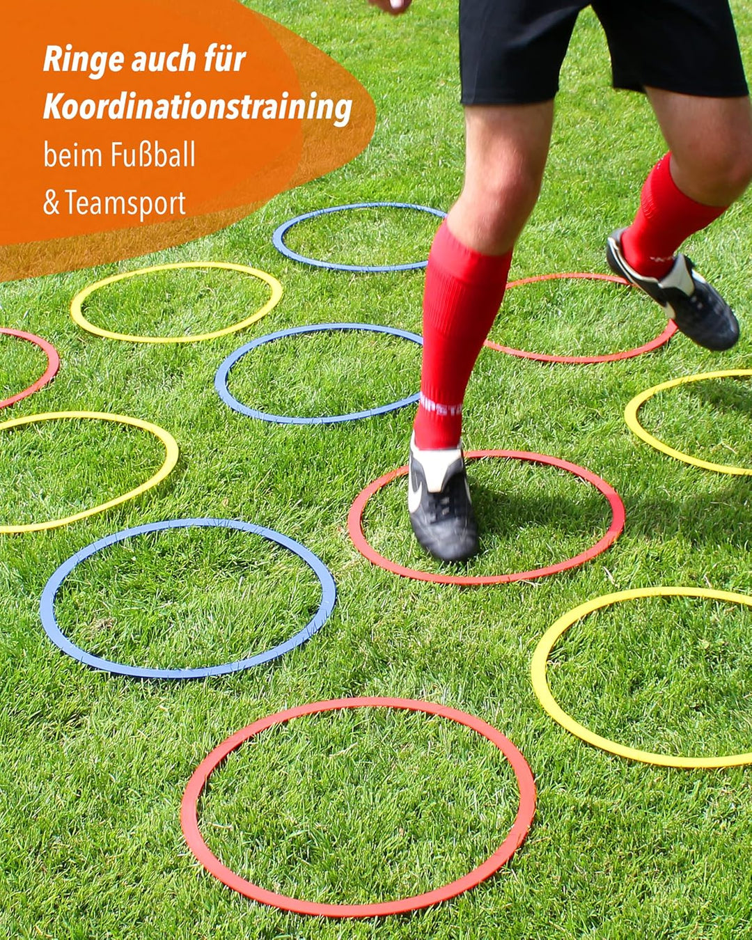 Trainingsringe – Rot – 4er Set ø50cm – elastisch & bruchsicher – für Hundesport, Fussball & Schule R