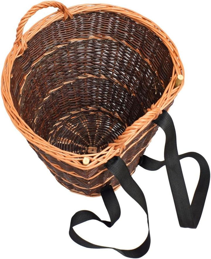 Kiepe Oval Tragekorb Rückentragekorb Rückenkiepe aus Weide Holzkorb Erntekorb mit Gurt (Mittel/M) se