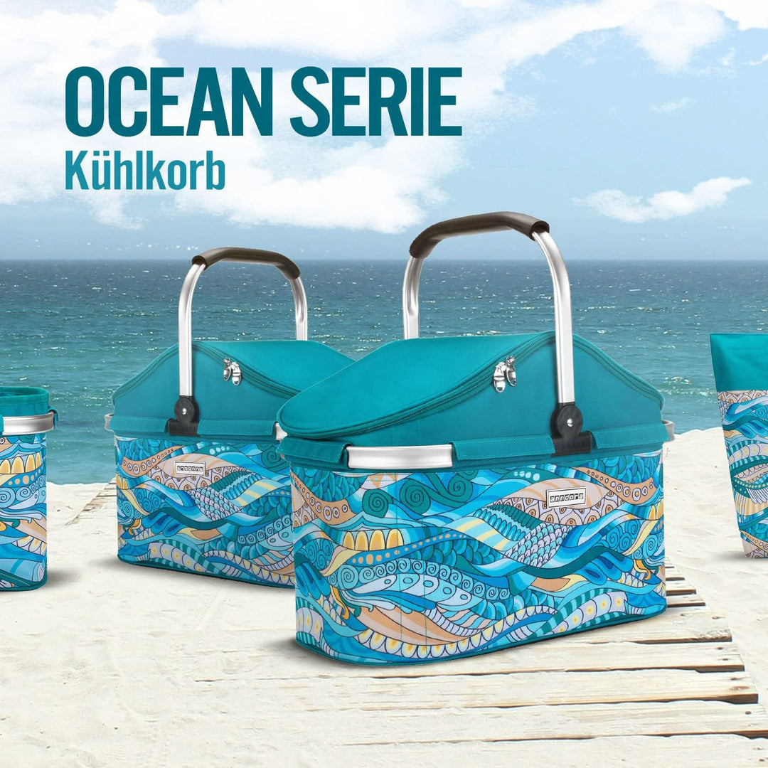 anndora Einkaufskorb 25 Liter Isolierkorb Picknick Kühlkorb - Ocean türkis Iso: Ocean Türkis, Iso: O