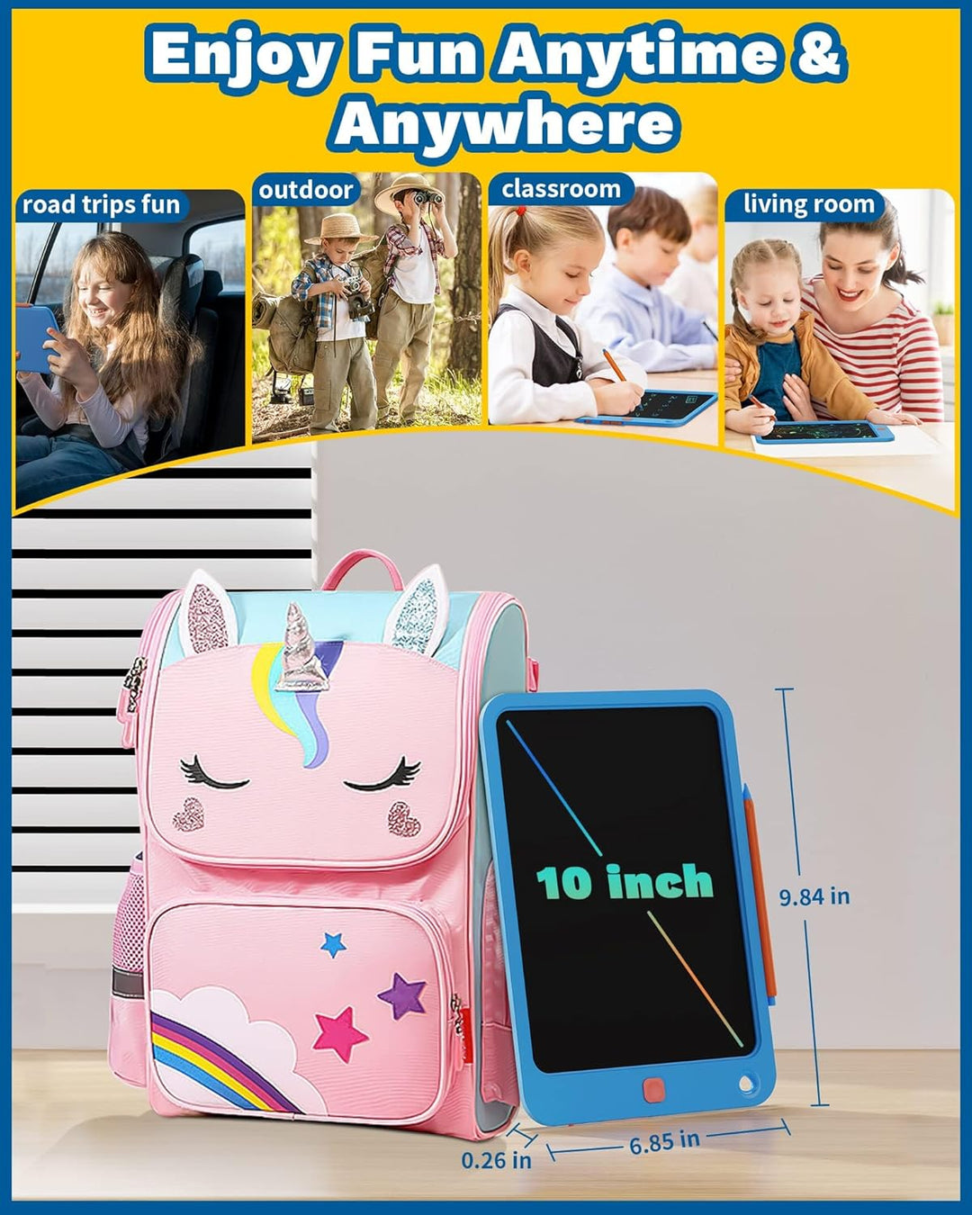 TEKFUN LCD Schreibtafel Kinder Erwachsene 10 Zoll Bunte Zeichenbrett, Spielzeug ab 3 4 5 Jahre Junge