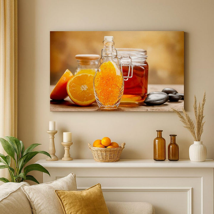 Wandbilder Dekoration Wohnzimmer Essen Honig Glas Vitamin Panorama Bilder auf Leinwand 120x50cm Lein