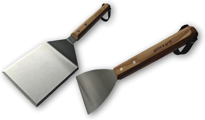 GEDA Grill Edelstahl Grillbesteck Set, Grillspachtel und Grillschaber, BBQ Tool Set für Plancha und