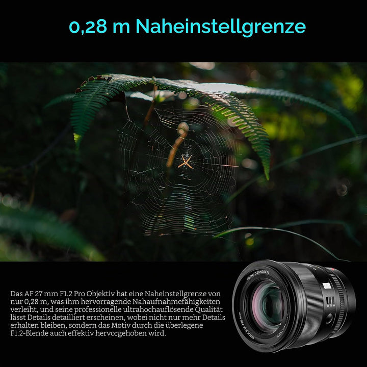 VILTROX 27mm f/1.2 F1.2 Pro Level Z Mount Objektiv Autofokus Grosse Blende APS-C Objektiv Kompatibel